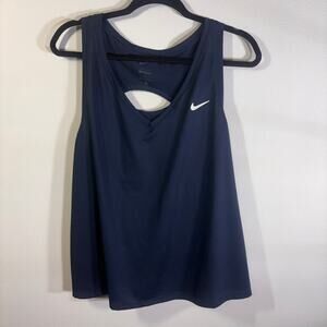 Nike Dri Fit Tank Top XL Blue Racerback V Neck Athletic Workout Gym